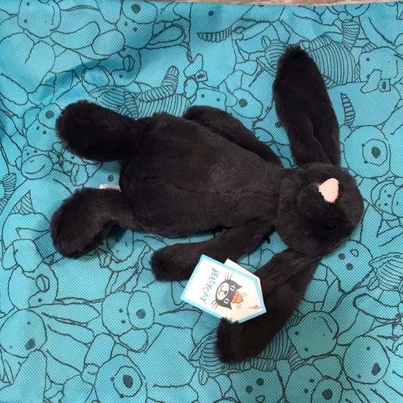 Jellycat SMALL Bashful Inky Bunny Plush Soft 8" Black Charcoal NWT - Picture 5 of 8